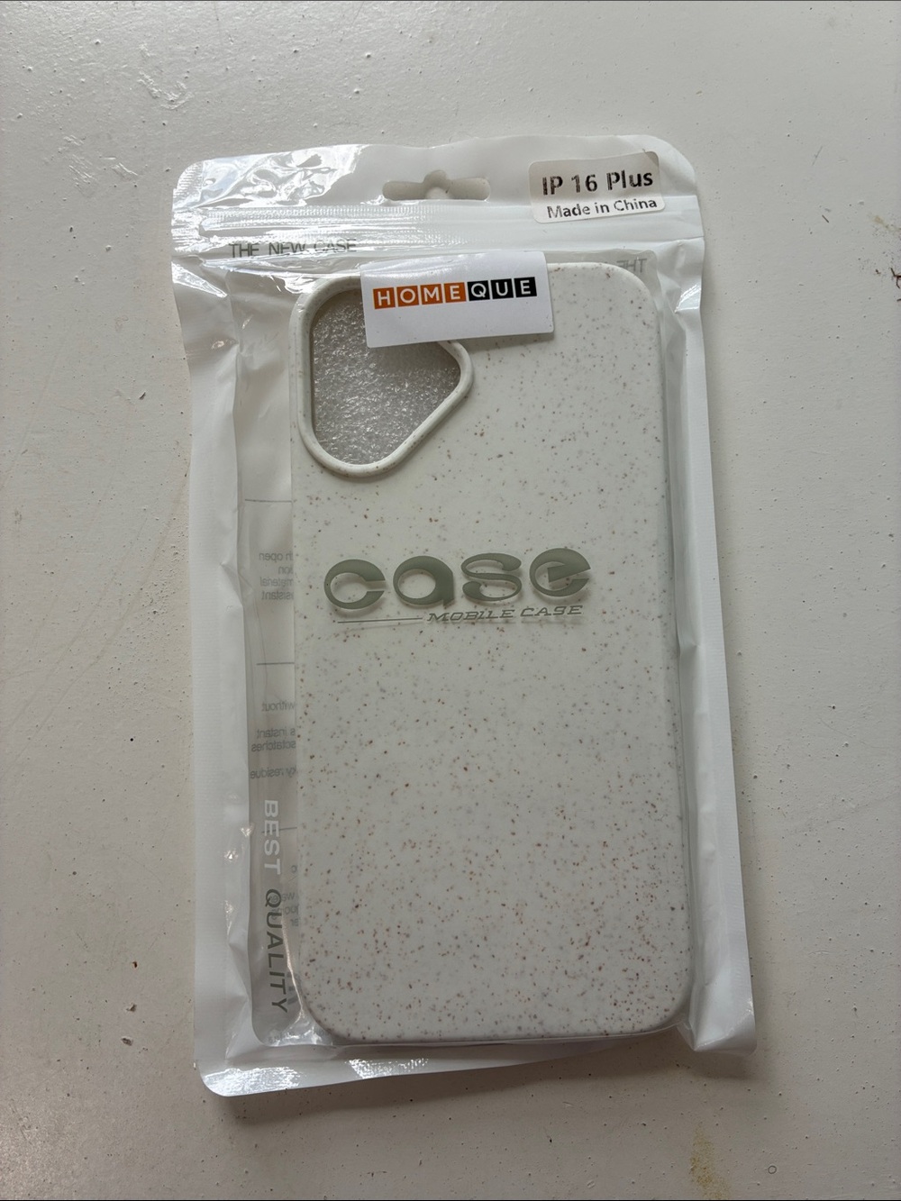Homeque iPhone 16 Plus Speckled White Silicone Phoen Case with Screen Protector
